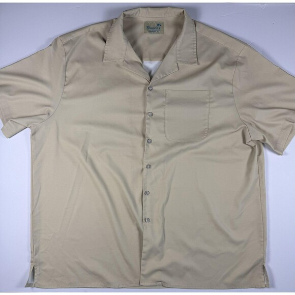 Royaura Other - Royaura Shirt Mens 3XL Beige Solid Short Sleeve Hawaiian Button Up Resort Casual